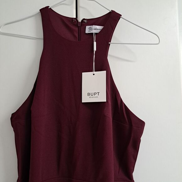 BUPT Womens Halter Neck Sleeveless Evening Cocktail Dress Wine Red size Medium‎ - Picture 11 of 13